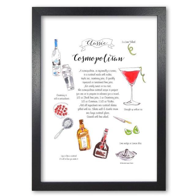 Cosmopolitan Cocktail Recipe - Print East Urban Home Frame Options: Black Grain, Size: 29.7 cm H x 21 cm W x 5 cm D on Productcaster.