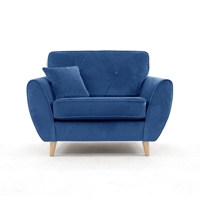 Rafe Scandi Style Velvet Loveseat Hykkon Upholstery Colour: Electric Blue Velvet on Productcaster.