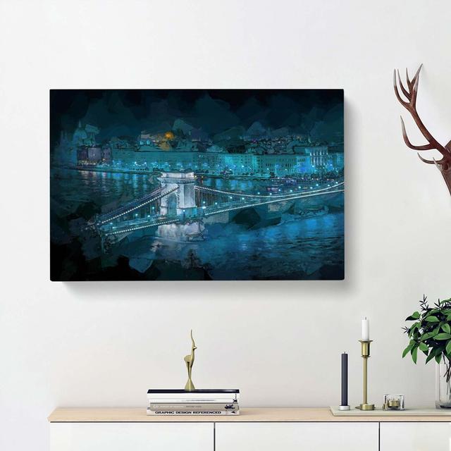 Chain Bridge In Budapest In Abstract - Wrapped Canvas Print East Urban Home Size: 35cm H x 50cm W x 3cm D on Productcaster.