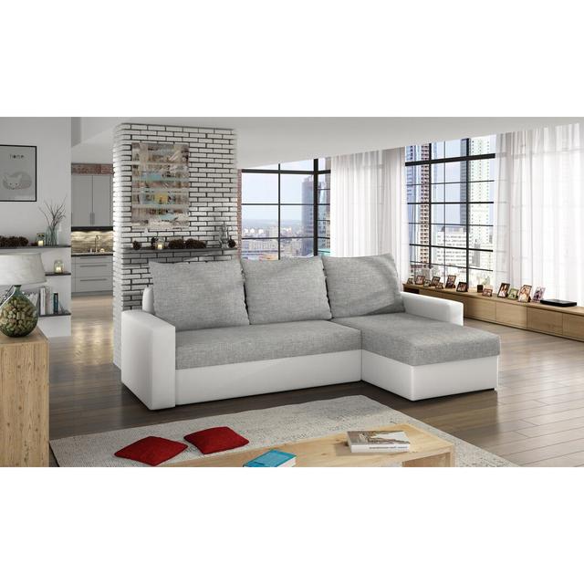 Lyvonne Upholstered Corner Sofa Chaise 17 Stories Upholstery Colour: Grey/Black on Productcaster.