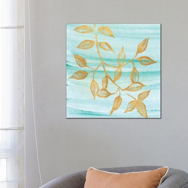 Gold Moment Of Nature On Teal II by Michael Marcon - Wrapped Canvas Painting ClassicLiving Size: 66.04cm H x 66.04cm W x 3.81cm D on Productcaster.