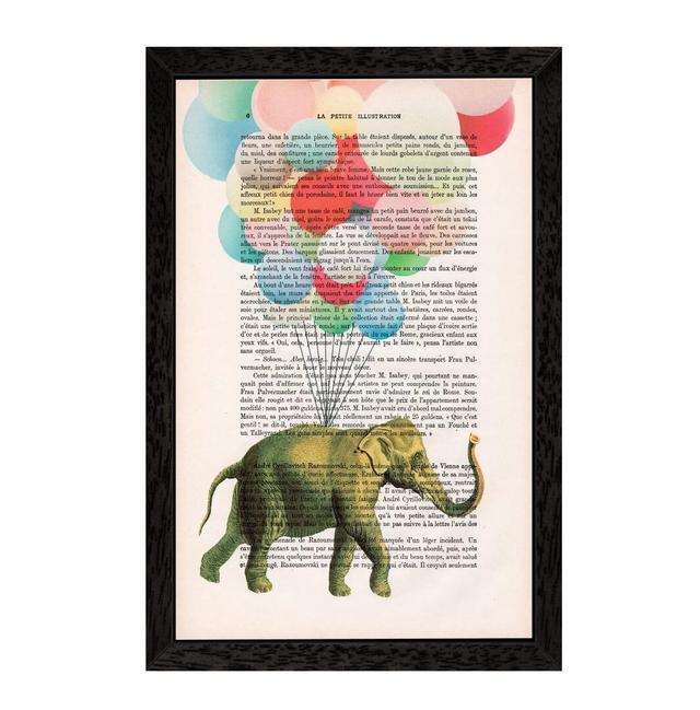 Elephant with Balloons' Graphic Art East Urban Home Size: 66.04cm H x 45.72cm W x 3.81cm D, Format: Black Floater Framed on Productcaster.