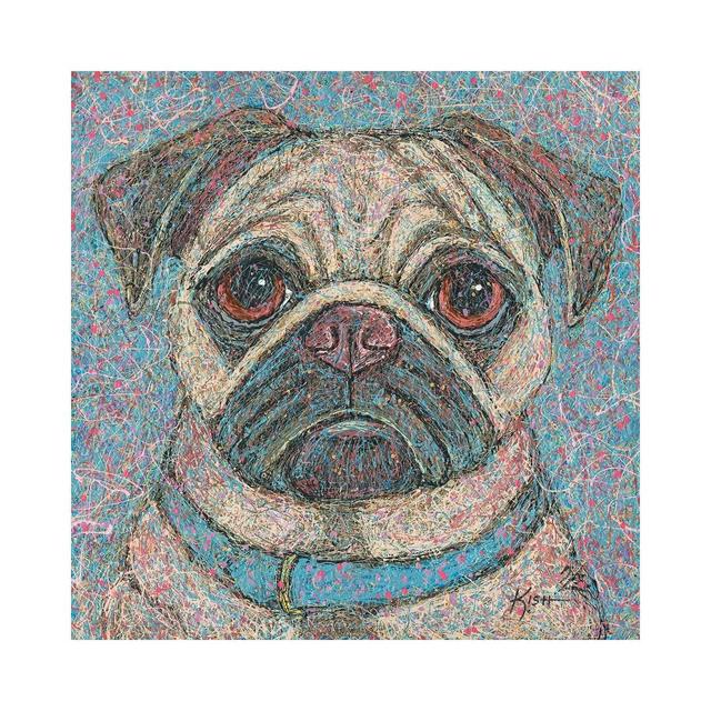 Pug Drip by Gretchen Kish Serrano - Graphic Art on Canvas Rosalind Wheeler Size: 66.04cm H x 66.04cm W x 3.81cm D, Format: Wrapped Canvas on Productcaster.