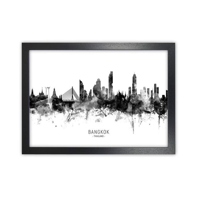 Bangkok Thailand Skyline Black White City Name by Michael Tompsett - Graphic Art Print Latitude Run Format: Black Framed, Size: 46cm H x 63cm W x 3cm on Productcaster.