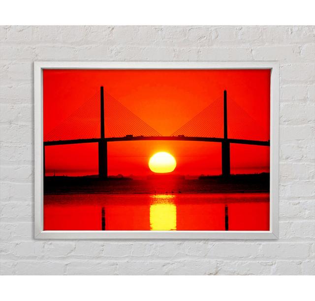 Brücke bei Sonnenuntergang - Einzelner Bilderrahmen Kunstdrucke auf Leinwand Bright Star Größe: 100 cm H x 141,4 cm B x 3,3 cm T on Productcaster.