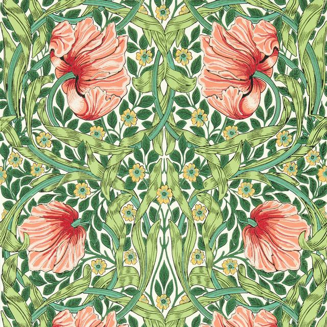 Pimpernel 10.05m x 52cm Matte Wallpaper Roll Morris & Co Colour: Shamrock/Watermelon on Productcaster.