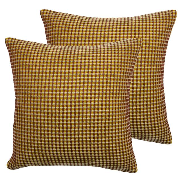 Geometric Square Throw Cushion (Set of 2) furn. Colour: Brown on Productcaster.