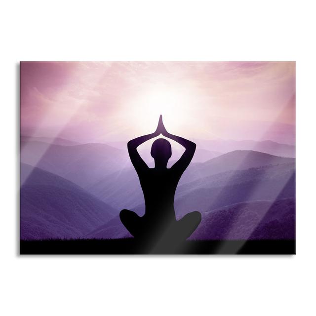 Meditating Man In The Mountains - No Frame Print on Glass Union Rustic Size: 60cm H x 80cm W x 0.4cm D on Productcaster.