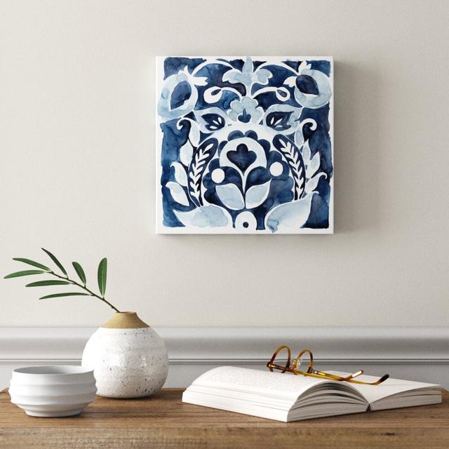 Indigo Ornament II by Chariklia Zarris - Wrapped Canvas Painting Print Magnolia Box Size: 30cm H x 30cm W on Productcaster.