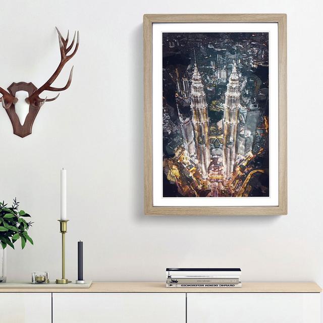 Petronas Towers in Kuala Lumpur - Picture Frame Graphic Art Print East Urban Home Format: Oak Framed, Size: 48cm H x 36cm W x 2cm D on Productcaster.