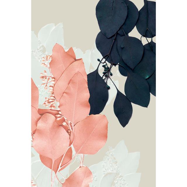 UA CH Indigo & Blush Leaves IV by Jennifer Goldberger - Wrapped Canvas Print Marlow Home Co. Size: 122cm H x 81cm W x 3.8cm D on Productcaster.