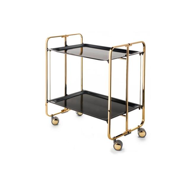 Servierwagen Yates Ivy Bronx Frame Colour: Gold, Top Colour: Black on Productcaster.