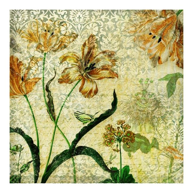 Vintage Flower Grasses Semi-Gloss Wallpaper Roll East Urban Home Size: 3.36m x 336cm, Materialqualität: Premium (150g/m²) on Productcaster.