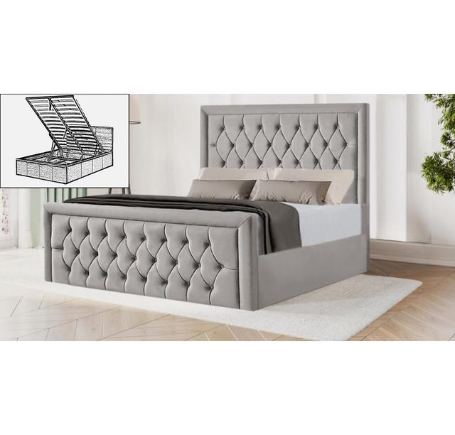 Dimartino Upholstered Storage Bed Mercer41 Colour: Silver, Size: Single (3') on Productcaster.