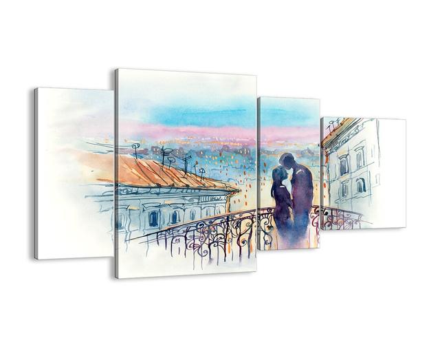 'Paris Lovers' - 4 Piece Graphic Art Print Set on Canvas Brayden Studio Size: 70cm H x 120cm W x 1.8cm D on Productcaster.