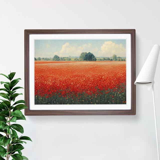 Super Poppy Field Flowers - Picture Frame Painting Marlow Home Co. Size: 46cm H x 64cm W x 2cm D, Frame Colour: Walnut on Productcaster.