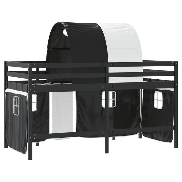 Kids' Loft Bed With Tunnel, White & Black, Solid Pine Wood Harriet Bee Size: EU Single (90 x 200 cm), Colour (Bed Frame): Black on Productcaster.