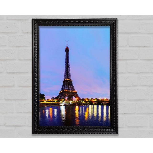 Eiffel Tower Dusk Latitude Run Size: 59.7cm H x 42.1cm W x 3cm D, Format: Black Framed Paper on Productcaster.