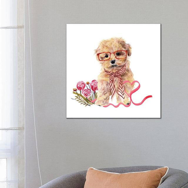 Valentine Puppy II by Melissa Wang - Wrapped Canvas Painting Maturi Size: 66.04cm H x 66.04cm W x 3.81cm D on Productcaster.