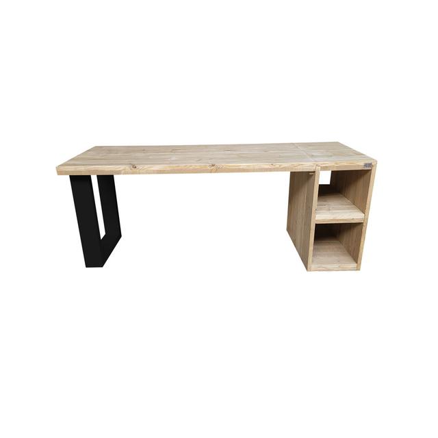 Esterbrook Rectangle Writing Desk Union Rustic Size: 75cm H x 180cm W x 70cm D, Frame Colour: Dark Grey on Productcaster.