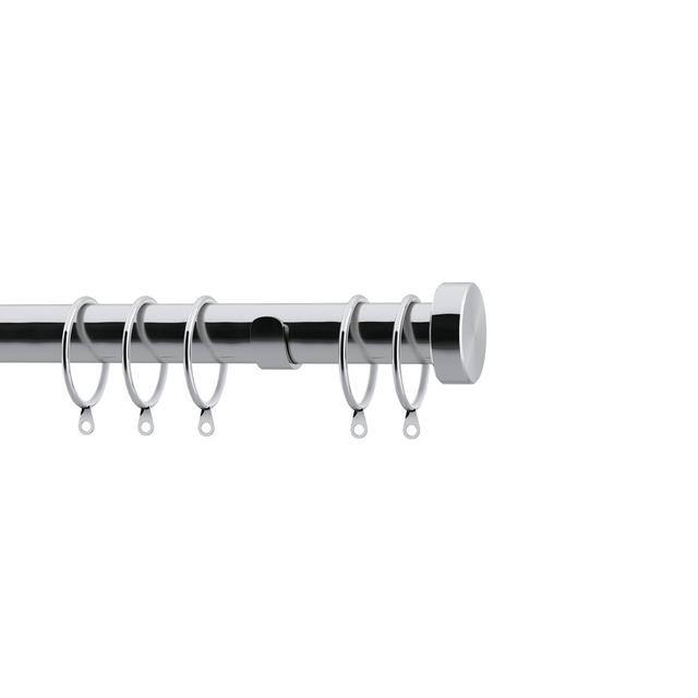 Stud End Cap Fixed Complete Single Curtain Pole and Hardware Set Wayfair Basics Size: 6cm H x 202cm W x 2.8cm D, Finish: Chrome on Productcaster.