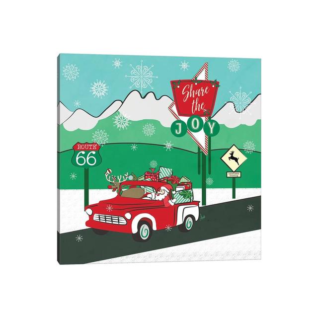 Retro Santa Driving I by Andi Metz - Wrapped Canvas Art Prints The Seasonal Aisle Size: 45.72cm H x 45.72cm W x 3.81cm D on Productcaster.