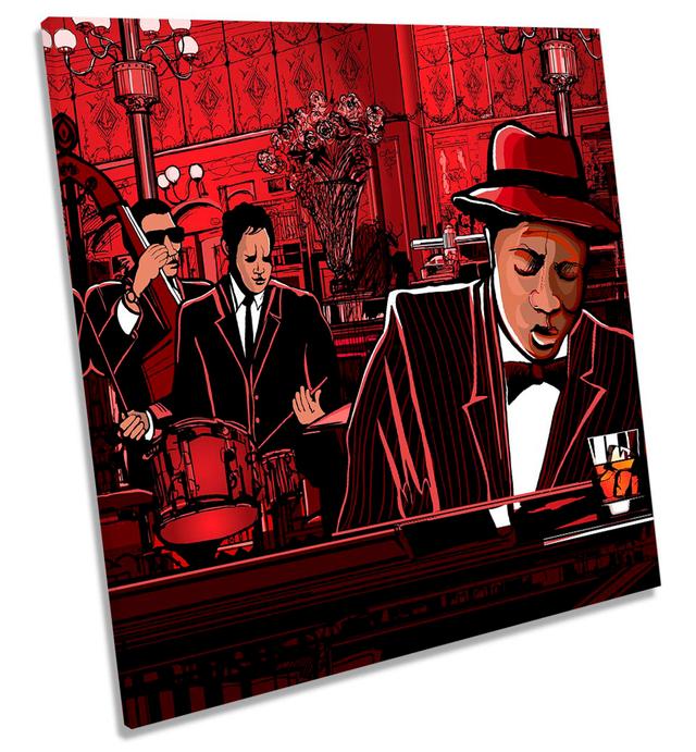 Jazz Band Music Piano - Wrapped Canvas Graphic Art ClassicLiving Size: 76.2cm H x 76.2cm W x 4cm D on Productcaster.