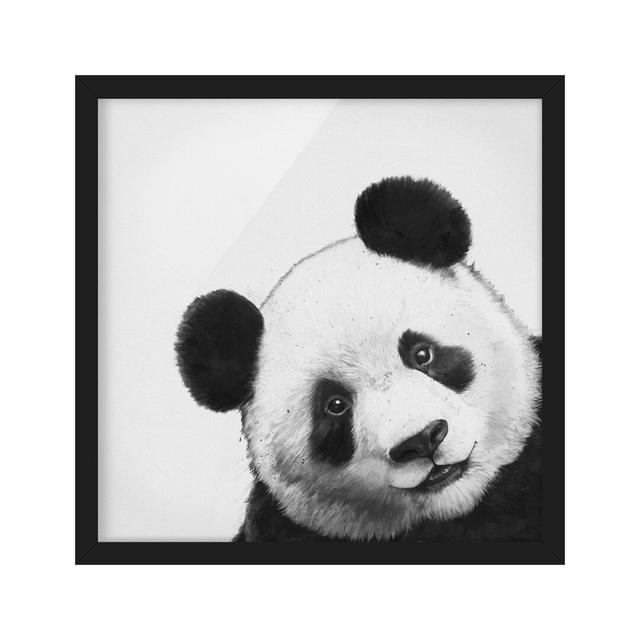 Illustration Panda Black White - Picture Frame Graphic Art Bloomsbury Market Frame Option: Black, Size: 50cm H x 50cm W x 2cm D on Productcaster.