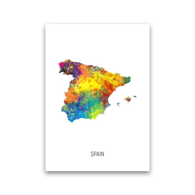 Spain Watercolour Map by Michael Tompsett - Print Latitude Run Format: Unframed, Size: 59cm H x 42cm W x 1cm D on Productcaster.