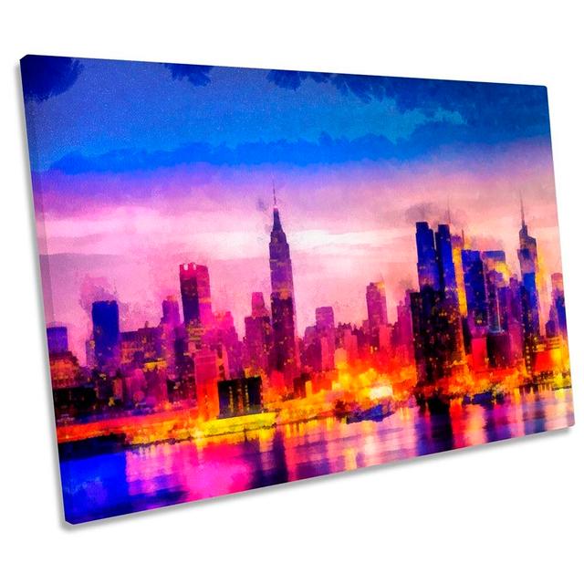 Cityscape Abstract Repro Framed - Wrapped Canvas Art Prints 17 Stories Size: 81.3cm H x 121.9cm W x 4cm D on Productcaster.