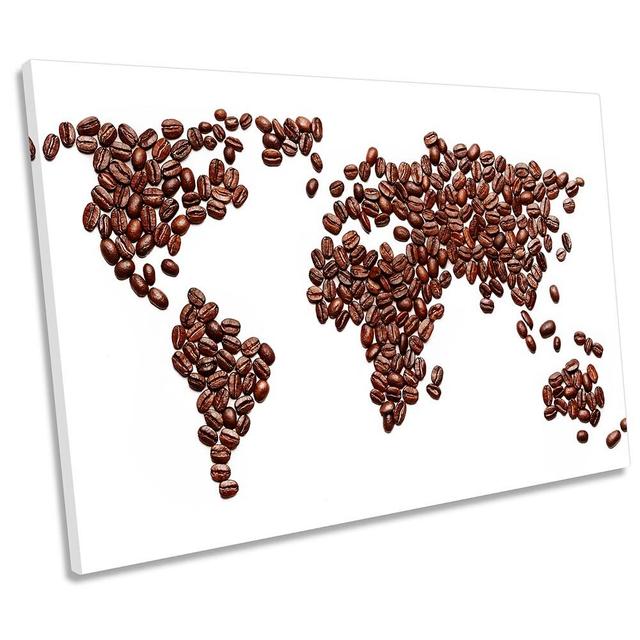 World Map Coffee Beans - Wrapped Canvas Print Ebern Designs Size: 50.8cm H x 76.2cm W on Productcaster.