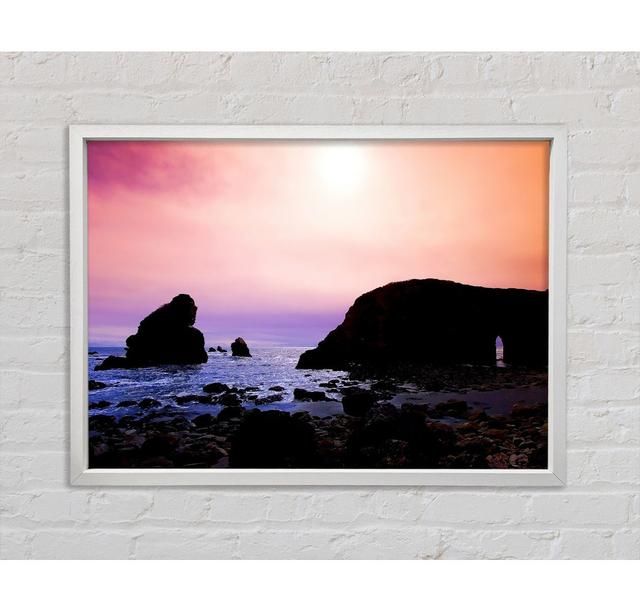 Peach Rock Sunset - Single Picture Frame Art Prints on Canvas Bright Star Size: 100cm H x 141.4cm W x 3.3cm D on Productcaster.