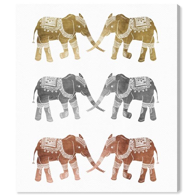 Elephant World - Wrapped Canvas Graphic Art Print East Urban Home Size: 41cm H x 33cm W x 4cm D on Productcaster.