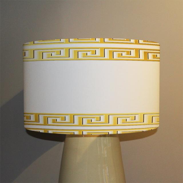 Greek Ornamental Frame Cotton Drum Lamp Shade Canora Grey Size: 25cm H x 40cm W x 40cm D on Productcaster.