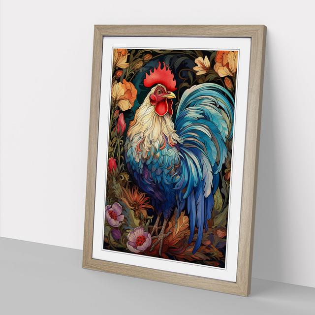 Chicken Nouveau No.2 - Print Brambly Cottage Format: Oak Framed, Size: 64cm H x 46cm W x 2cm D on Productcaster.