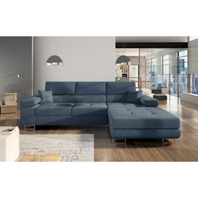 Ecksofa Marni mit Bettfunktion ModernMoments Polsterfarbe: Hellblau, Ausrichtung: Rechts ausgerichtet on Productcaster.