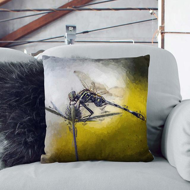 Dragonfly upon a Thistle in Abstract Cushion with Filling East Urban Home Size: 55cm H x 55cm W x 20cm D on Productcaster.