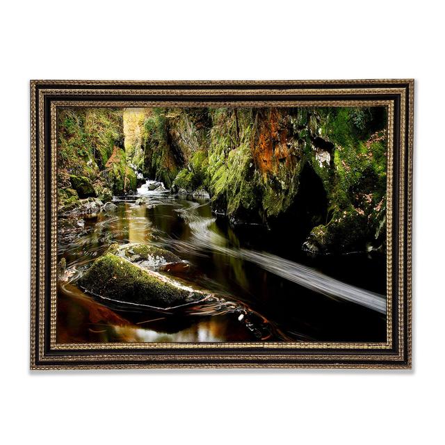 Woodland Stream Flows - Print Union Rustic Format: Black Framed Wood, Size: 29.7cm H x 42cm W x 3cm D on Productcaster.