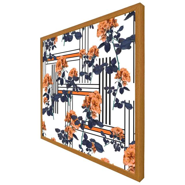 Sinope Geometric Lines & Flowers - Single Picture Frame Art Prints ClassicLiving Size: 51cm H x 51cm W x 4cm D, Frame Colour: Oak Framed on Productcaster.