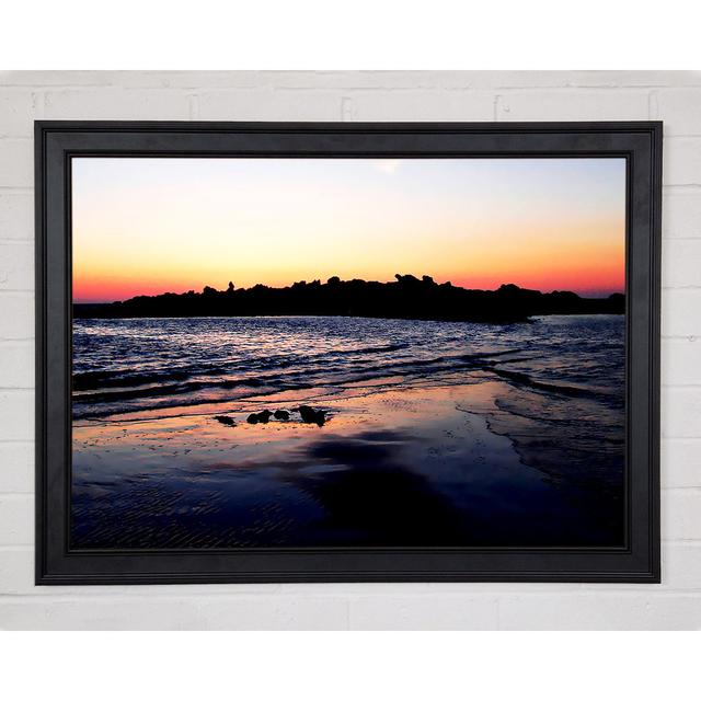 Sunset Behind The Ocean Rocks Framed Print Highland Dunes Size: 42cm H x 59.7cm W x 1.5cm D, Format: Matte Black Framed Paper on Productcaster.