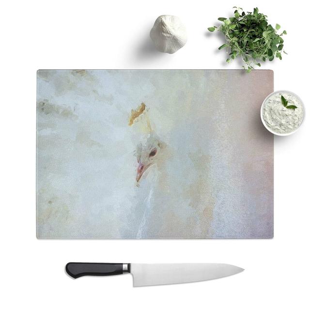 Tempered Glass White Peacock in Abstract Chopping Board East Urban Home Size: 28.5 cm W x 20 cm L on Productcaster.