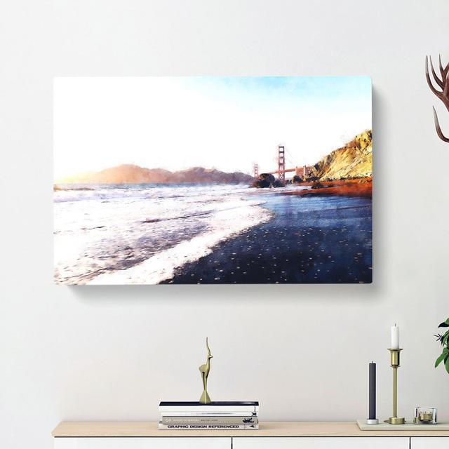 The Golden Gate Bridge In San Francisco - Wrapped Canvas Print East Urban Home Size: 35cm H x 50cm W x 3cm D on Productcaster.