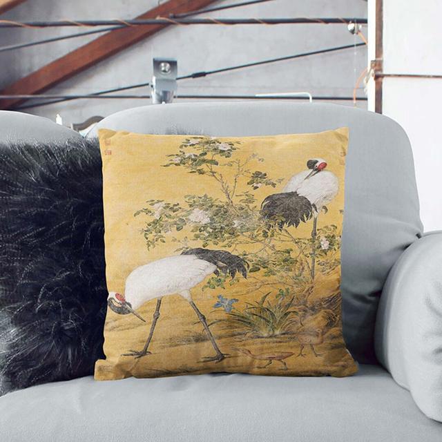 Cranes by Lang Shining Cushion with Filling East Urban Home Size: 40cm H x 40cm W x 15cm D, Backing Colour: White on Productcaster.