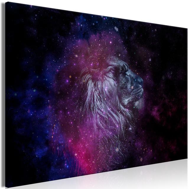 Cosmic Lion - Wrapped Canvas Graphic Art Maturi Size: 31"H x 47"W on Productcaster.