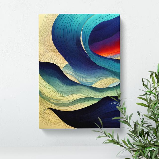 XC1022-1696X Contemporary Ocean Wave Art No.5 Abstract - Wrapped Canvas Print Metro Lane Size: 50cm H x 35cm W x 3cm D on Productcaster.