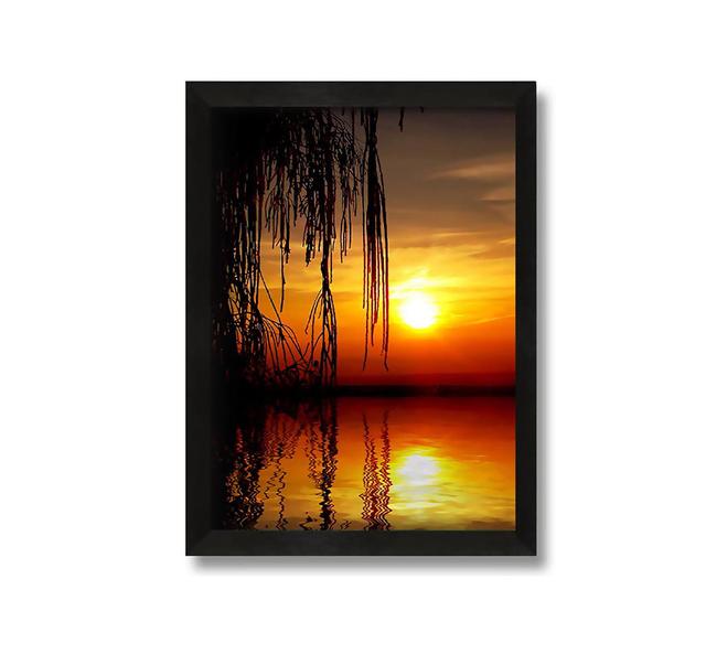 Sun Split Lake Framed Print Brayden Studio Size: 84cm H x 60cm W x 10cm D on Productcaster.