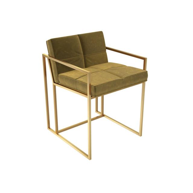 Wattripont Armchair Fairmont Park Upholstery Colour: Mustard, Frame Colour: Brass Brushed on Productcaster.