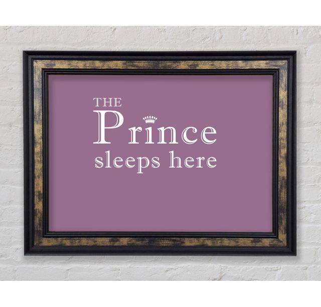 Boys Room Quote The Prince Sleeps Here Grey - Single Picture Frame Art Prints Bright Star Size: 100cm H x 141.4cm W x 8cm D, Colour: Dusty Pink on Productcaster.