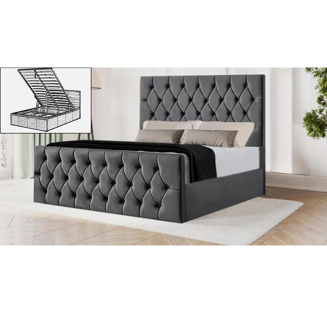 Dowden Upholstered Storage Bed Mercer41 Colour: Steel Grey, Size: Kingsize (5') on Productcaster.