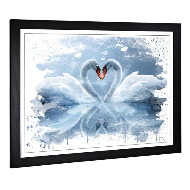 'White Swan Love Heart Lake' Graphic Art Print Latitude Run Size: 45cm H x 62cm W, Format: Framed Picture on Productcaster.